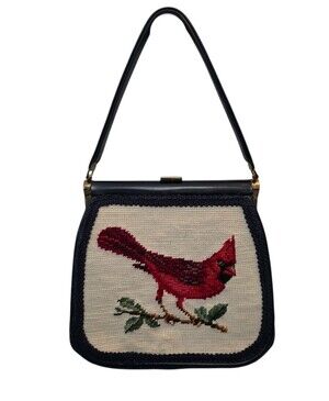 Vintage JR Florida Needlepoint Cardinal Purse Bag Unique Piece!